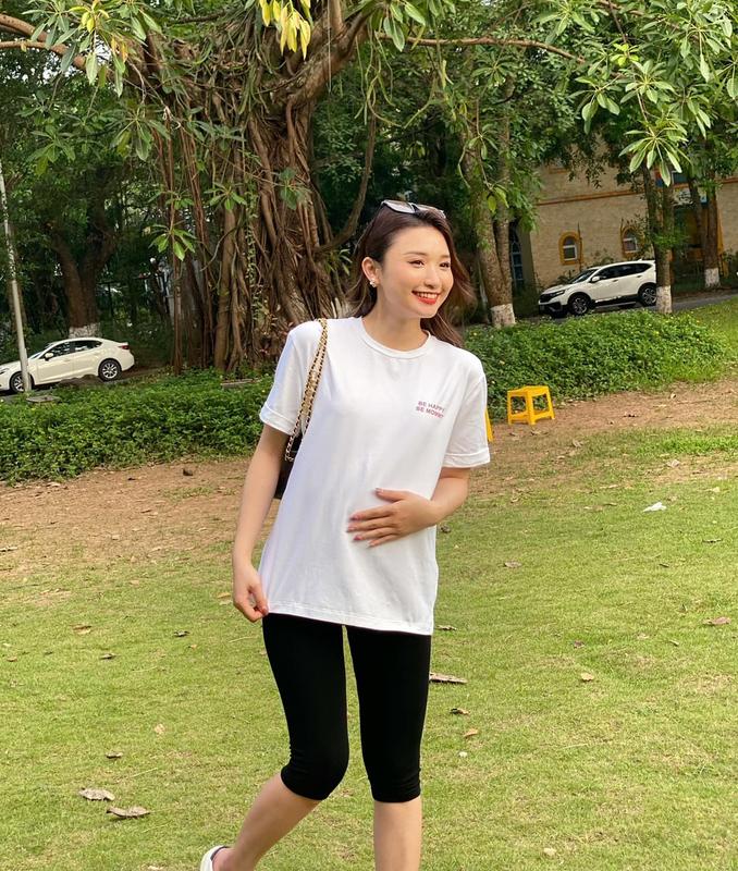 Quần bầu LEGGING bầu cạp chun chất liệu thun cotton mềm mại co giãn tốt nhiều độ dài Lamme BE HAPPY . BE MOMMY