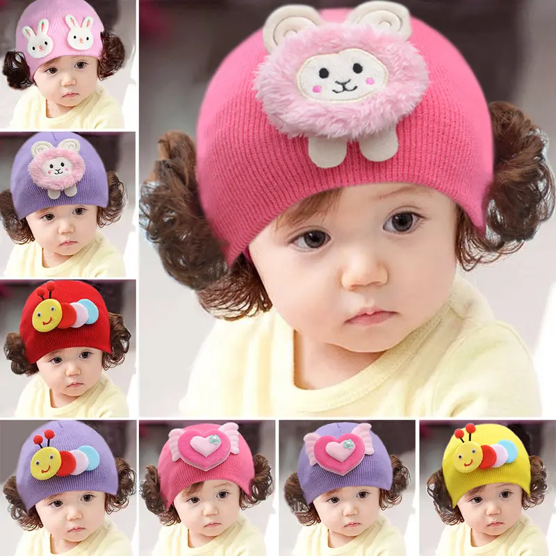 Godhagiv-Mũ Len Cho Bé Gái Và Bé Trai, Dễ Thương, Thỏ, Động Vật, Sợi Len, Đan, Tóc Giả, Mũ, Mũ Đầu Lâu 0