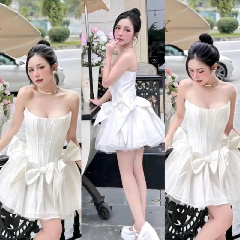 Váy corset cúp ngực đính nơ dự tiệc sang chảnh nữ Women