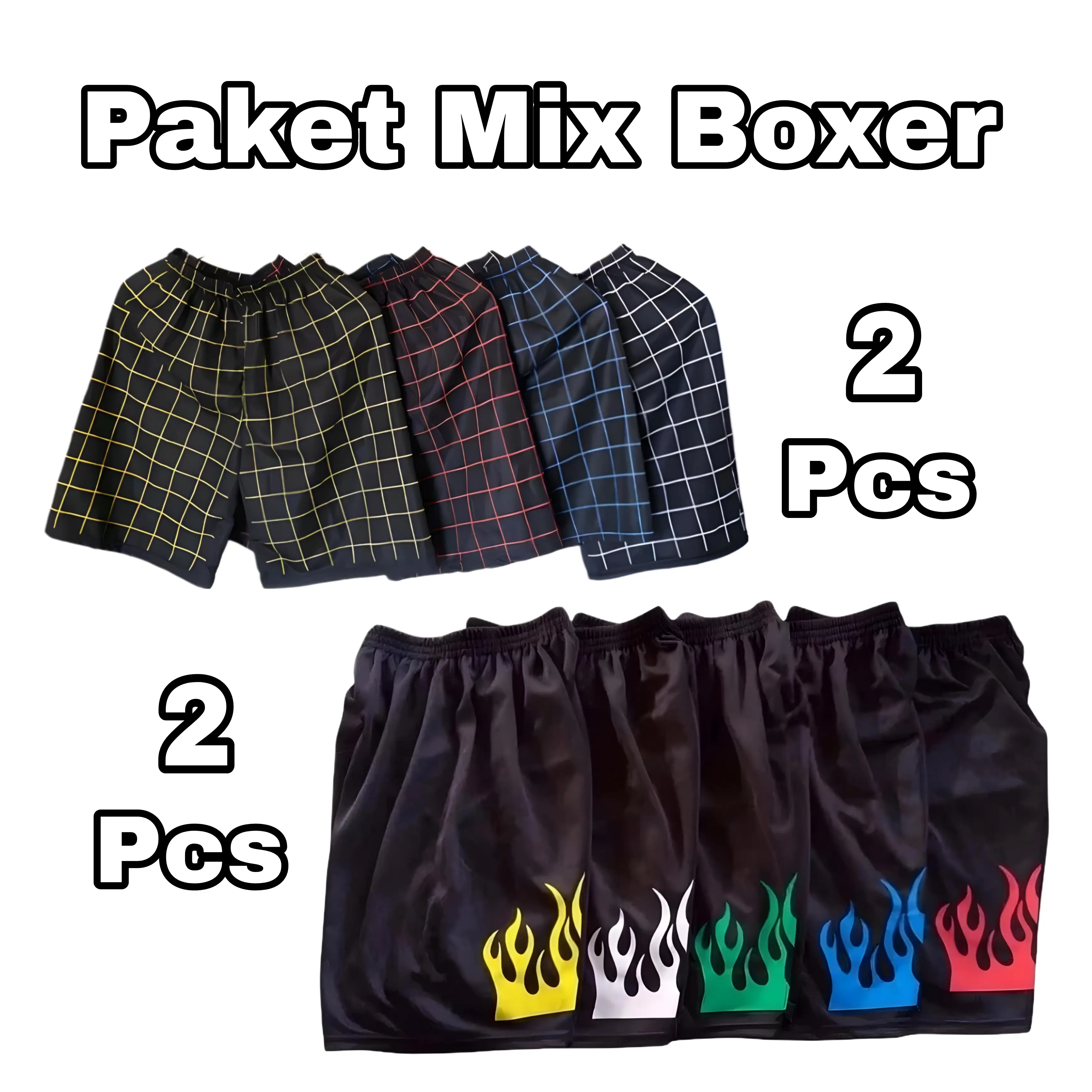 Mix Paket 4 Pcs Celana Pendek Motif Pria Wanita Dewasa Boxer Kolor Unisex Cowok Cewek Tartan Shorts Santai Distro Katun Kotak