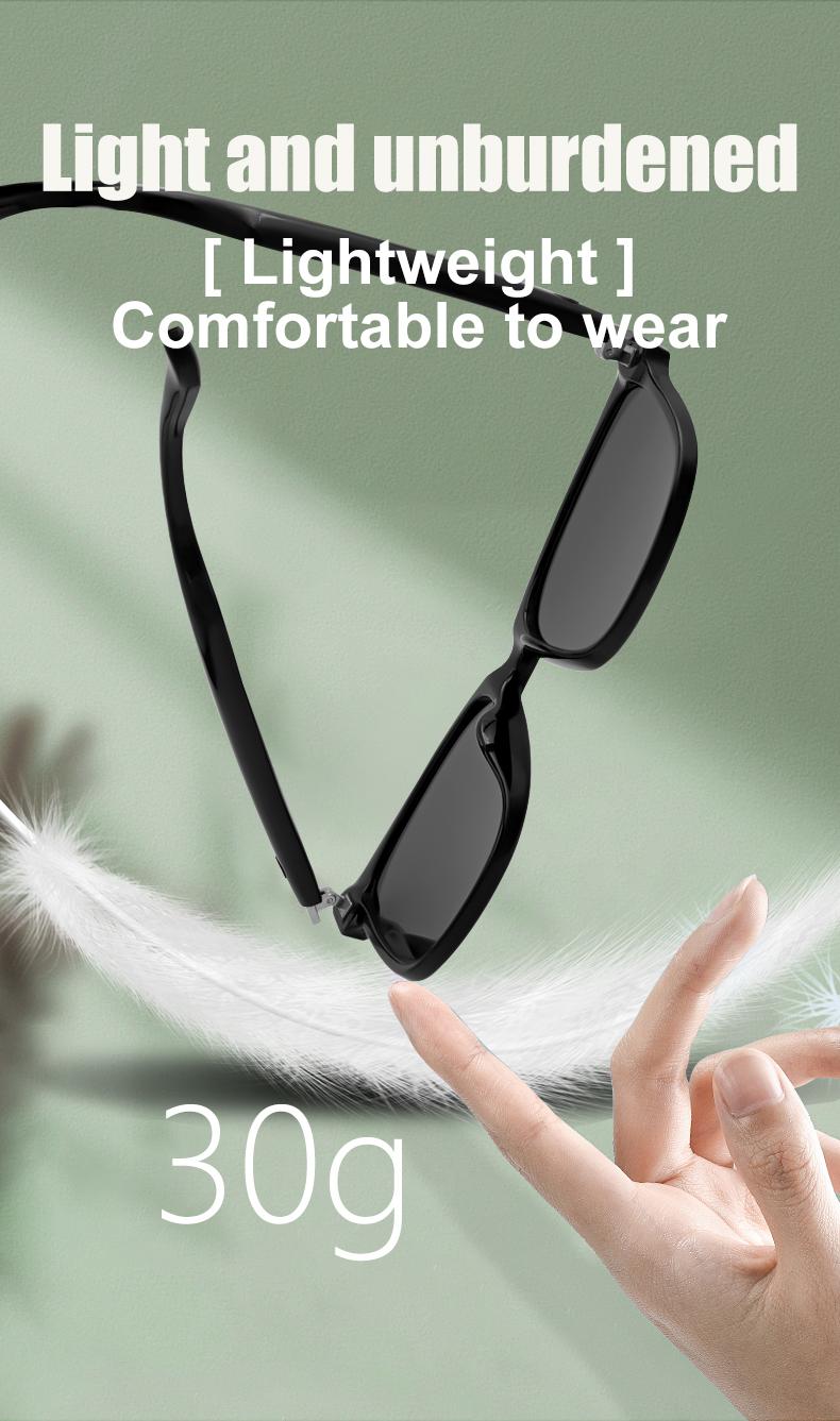 Product Introduction of COD Quick Send New GS08 Smart Glasses for Men 2 in 1 UV Protection Portable Polarized Anti-blue Light Black Frame White Lenses Music Sunglasses 3