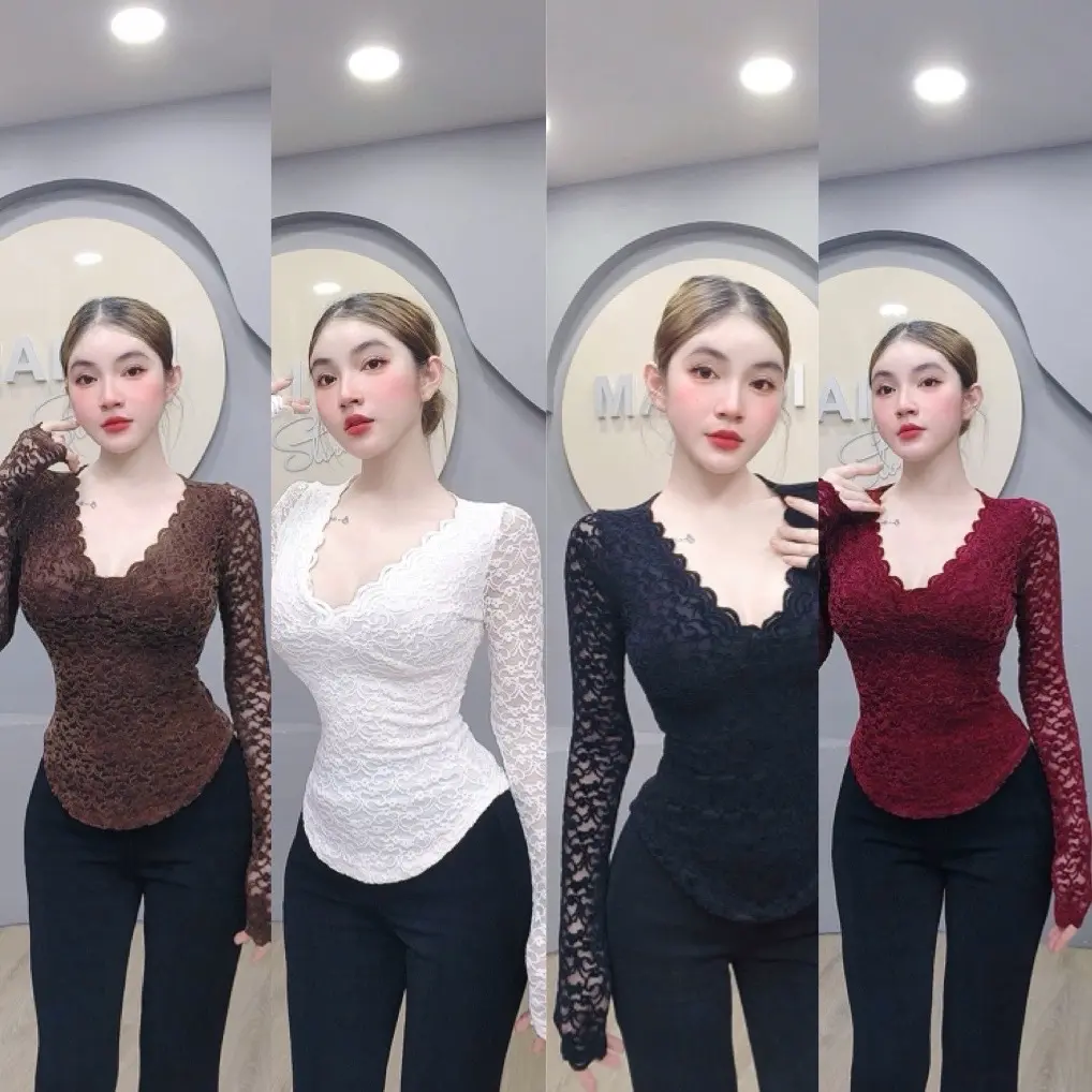 A19 - Áo Ren Tay Dài Cổ Tim Mai Bùi Store ( có bụi vải)