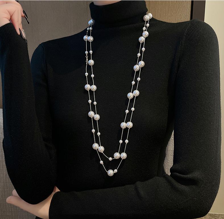 Vòng Cổ Hạt, Dành Cho Phụ Nữ, Vòng Cổ Ngọc Trai Dài, Chu Vi 168 Cm, Giá Cả Phải Chăng, Sang Trọng Cao Cấp, Thích Hợp Cho Áo Len, Dây Chuyền, Vòng Cổ Tất Cả Mùa Thu Đông 3