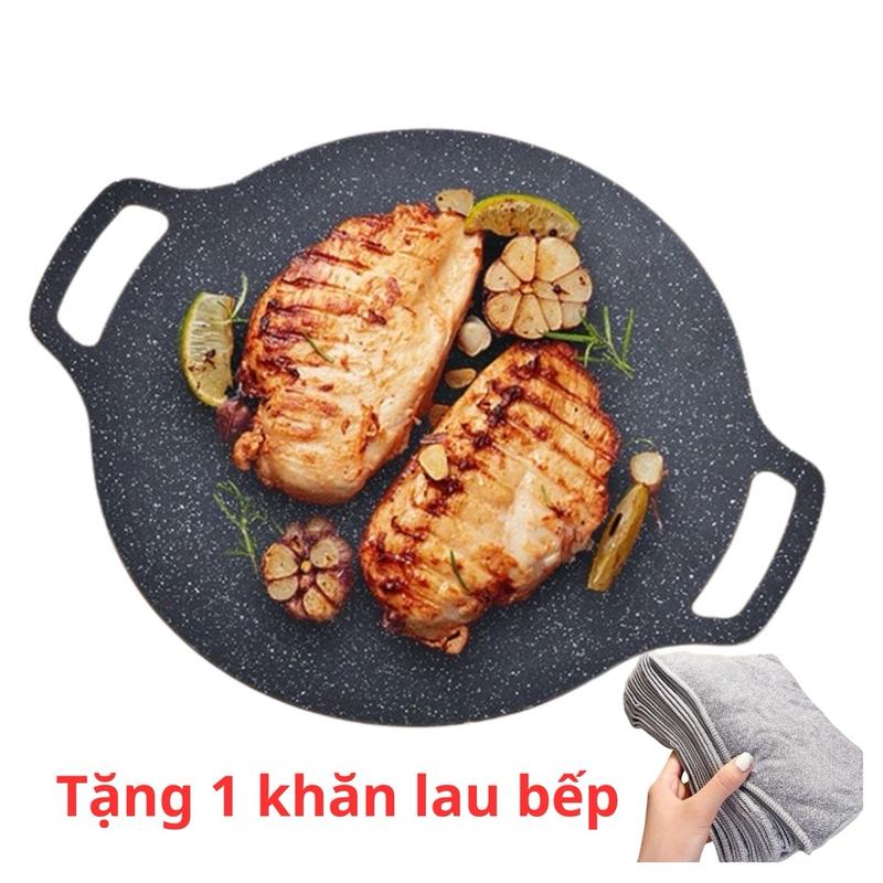 Chảo Đá Nướng Không Dầu Hàn Quốc Size 34cm, Chảo Nướng Đa Năng Chống Dính Chống Gỉ Cao Cấp Tiện Lợi