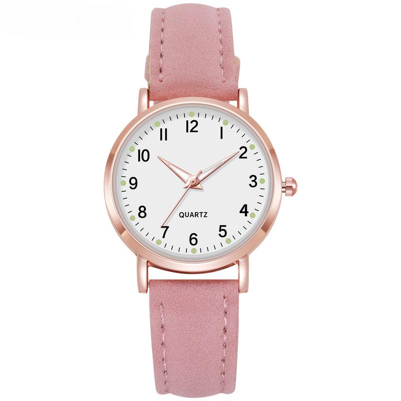 2PCS Jam Tangan Kuarsa Anak-Anak Tali Kulit Dial Bulat Bercahaya Tren Mode Kasual Jam Tangan Luar Ruangan Sederhana Fashion (tanpa Kotak) 6