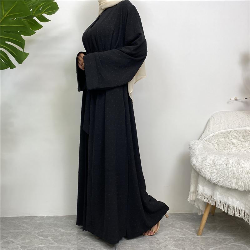 Product Introduction of Robe Three-Piece Set Long Cardigan Sleeveless Top and Pants with Pockets Muslim Islamic Clothing 1958 10