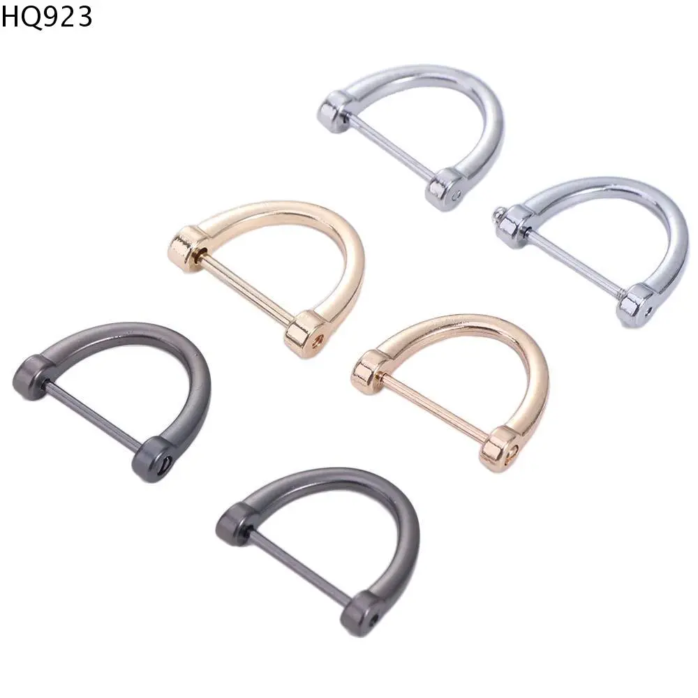 HQ923 Practical Small Gift Hardware Interior Accessories D Shape Key Holder Car-Styling Classic Buckle Car Keychain D Shape Key Chain Bag Repair Buttons D Shape Keyring