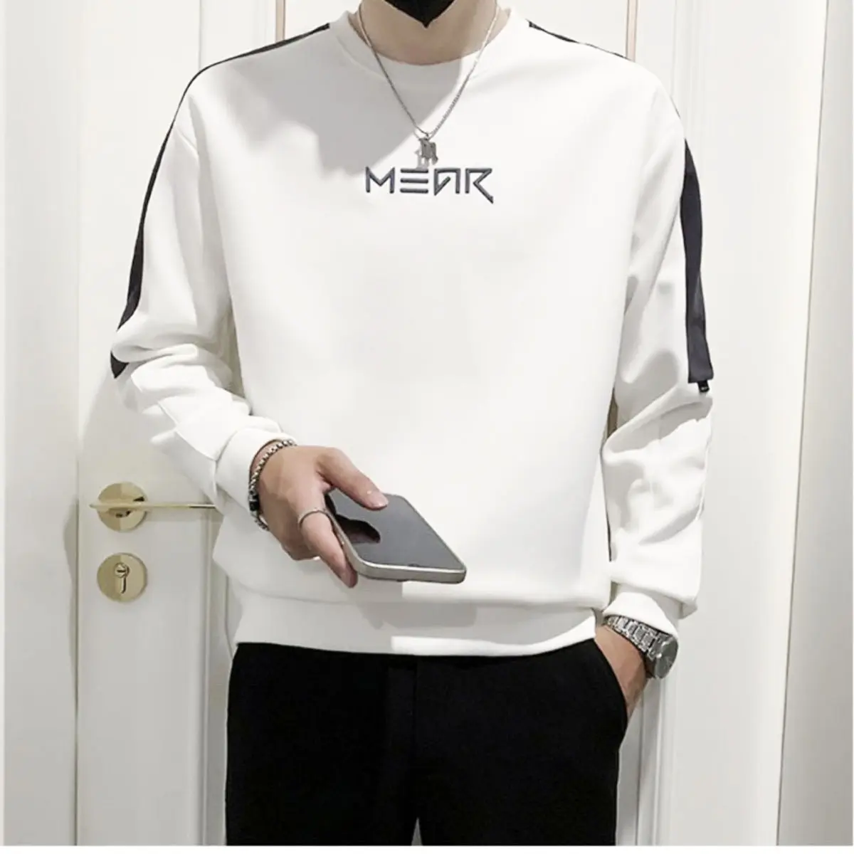 Áo thun nam tay dài hàn quốc vải thun dá cá dày mềm Mens weaHoodie Dài Tay Menswear