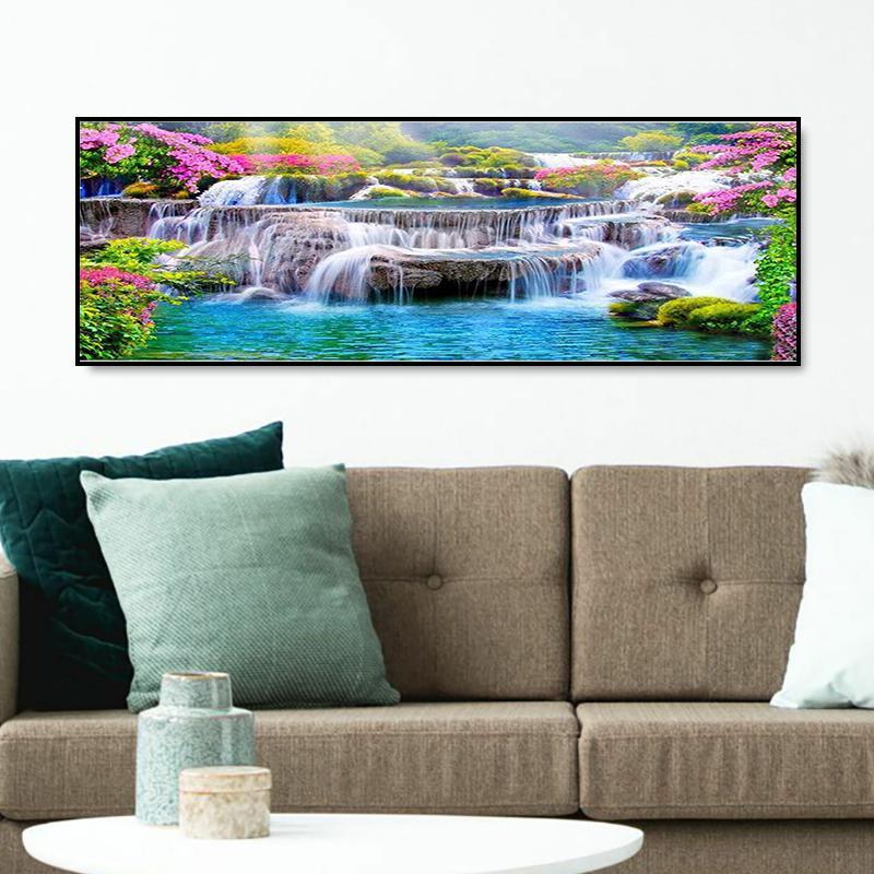 Product Introduction of Flower & Waterfall Pattern Diamond Arts Colorful Painting Kit without Frame, 5D Landscape Scenery DIY Diamond Art Picture for Beginner, Decorative Home Decor 14