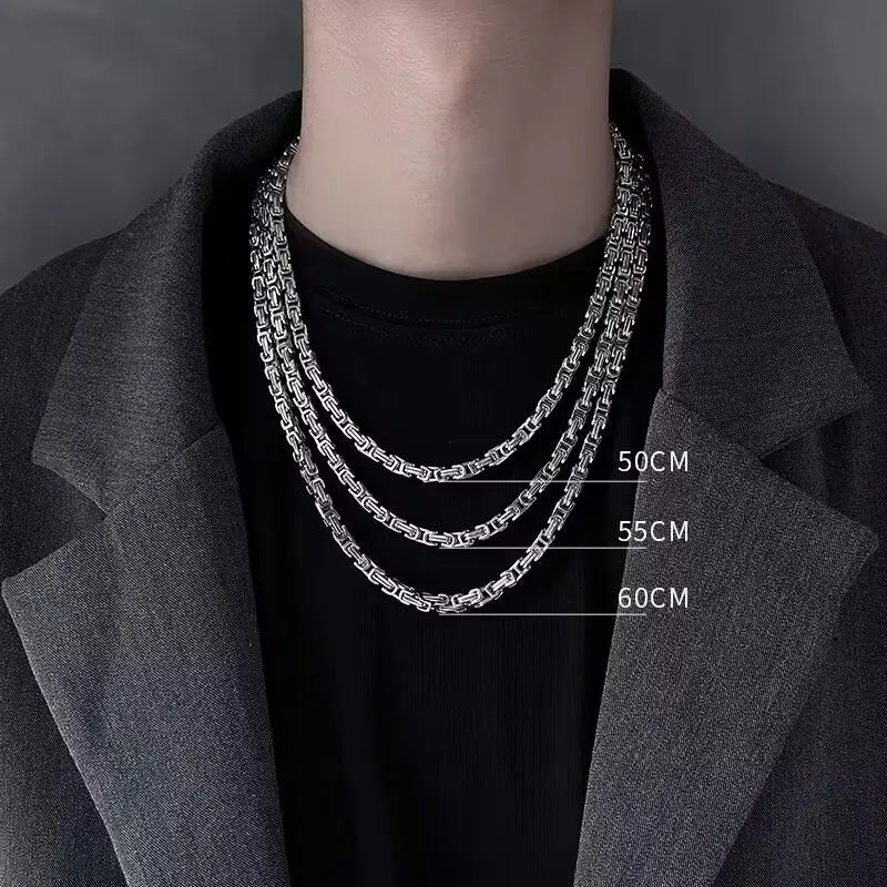 European and American fashion hip-hop stainless steel necklace men's titanium steel imperial chain necklace