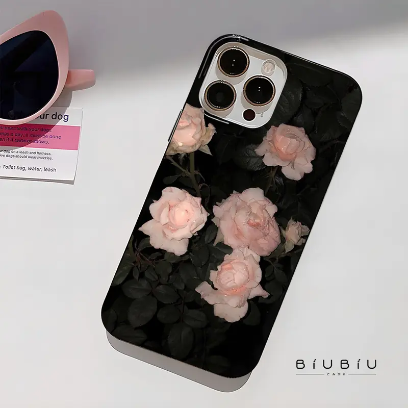 BIU BIU CASE Jelly Casing iPhone 7 8 6 6S Plus 11 13 12 14 15 Pro MAX XR XS MAX 7Plus 8Plus Dark Rose Impact Resistant Silicone phone  case 2
