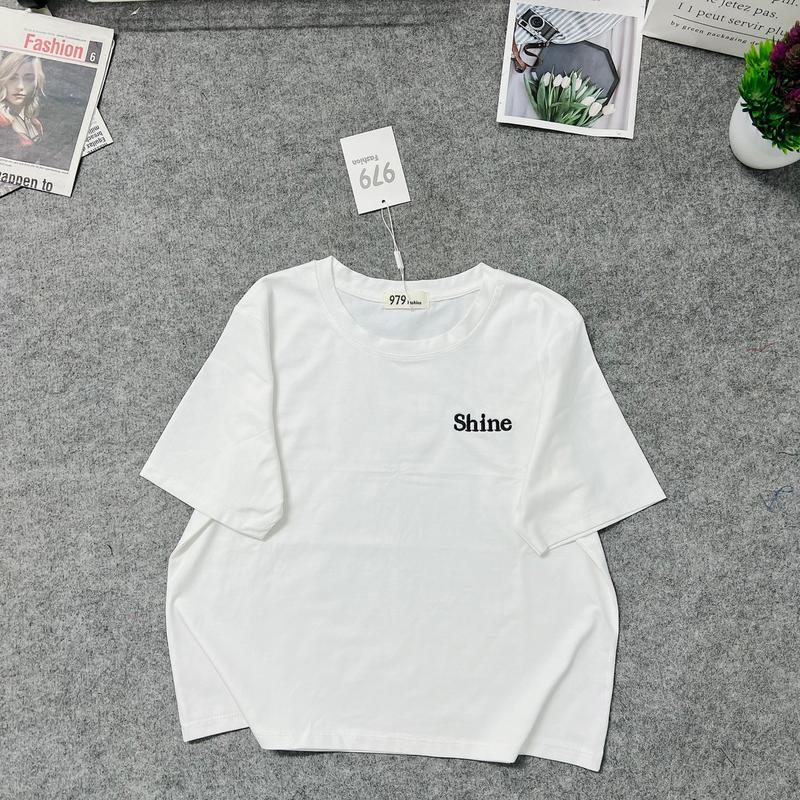 Mã 04-ÁO THUN THÁI CROPTOP FORM VỪA CHỮ THÊU (35-55kg) Nữ Cotton Cổ Tròn Women 6