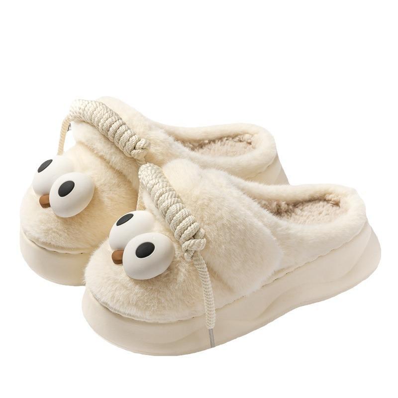 Product Introduction of [Có Quai+ Tất] Dép Lông Thỏ Êm Mượt Đính Mắt Đế Dày 5CM Bản Cao Cấp Có Quai Sau Kiểu Mới Mùa Đông Năm 2024 Siêu Ấm Êm Chân (Mã 64) 15