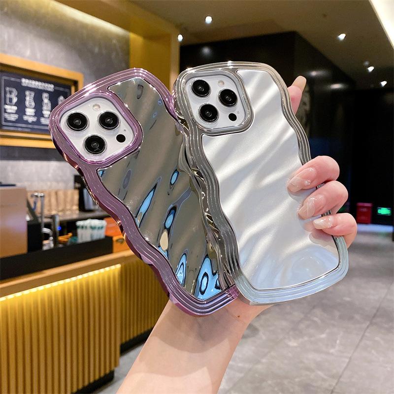 Electroplating wavy edge is suitable for iphone15promax/15pro/15/14/14 promax/14pro/13promax/13/13pro/12/12promax/12pro/11 two-in-one women's mobile phone case 3