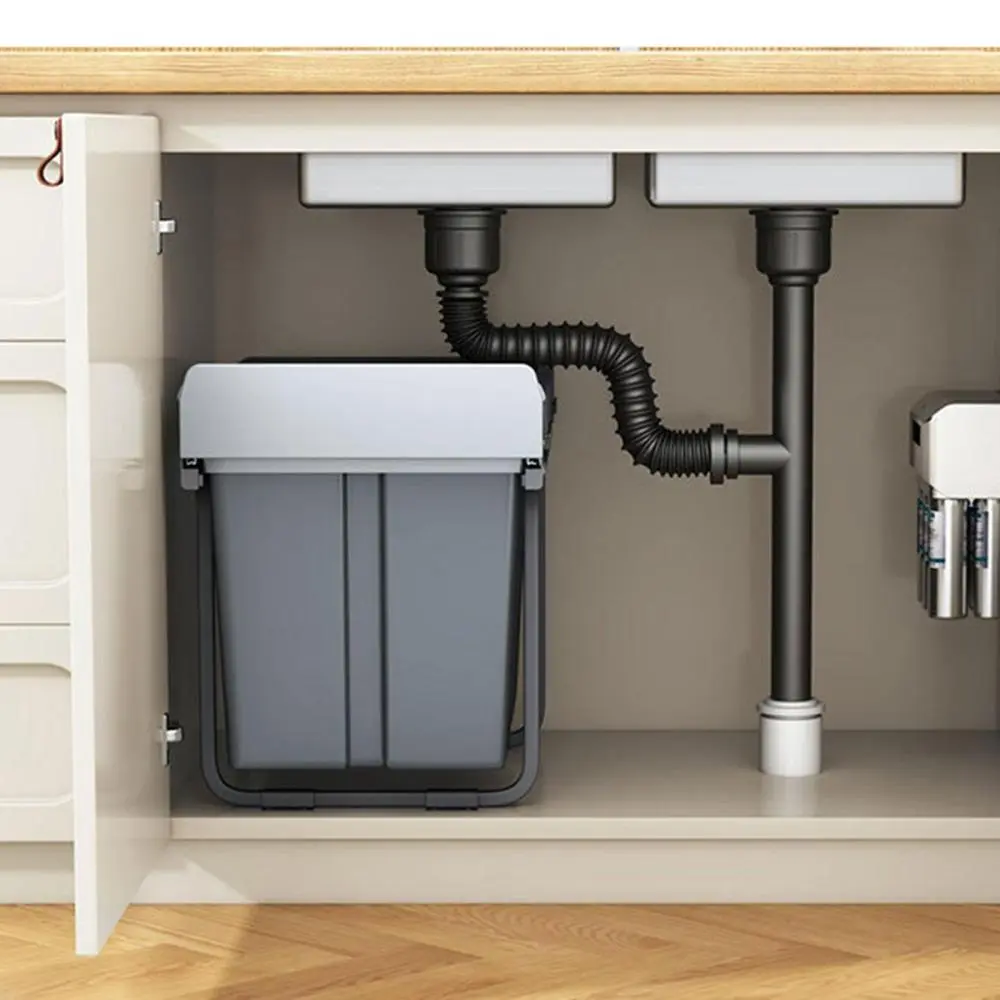 Dual Pull Out Trash Can Under Cabinet,Garbage Can Kitchen Recycling Bin Waste Bin for Coffee Kitchen Sink Farmhouse Home Base