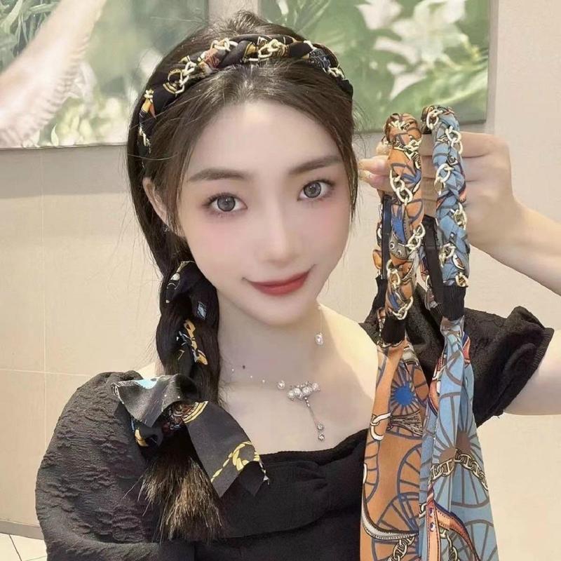 Product Introduction of Dây Ruy Băng Cài Tóc Dạng Ấn Bằng Satin Phong Cách Retro Mùa Hè Cho Nữ Phụ Kiện Women Voi Khuyên Tai 1