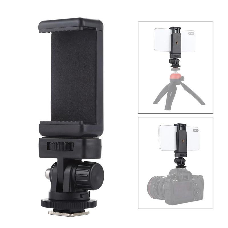 PULUZ 1/4 Inch Tripod Mount Adapter, Tripod Mount Adapter with Phone Holder, Tripod Mount Adapter with Phone Clamp for iPhone Samsung 2