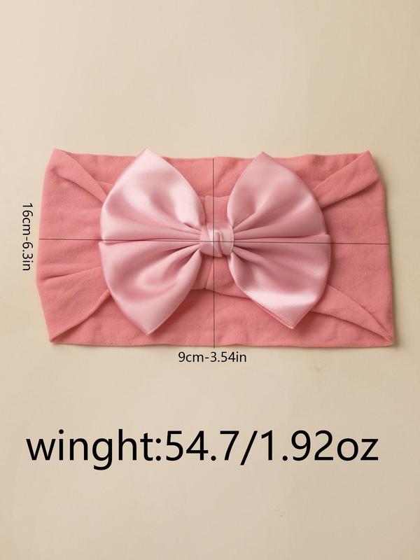 5pcs Baby's Cute Bow Decor Headband, Solid Color Wide Band Hair Accessories For Newborn 7