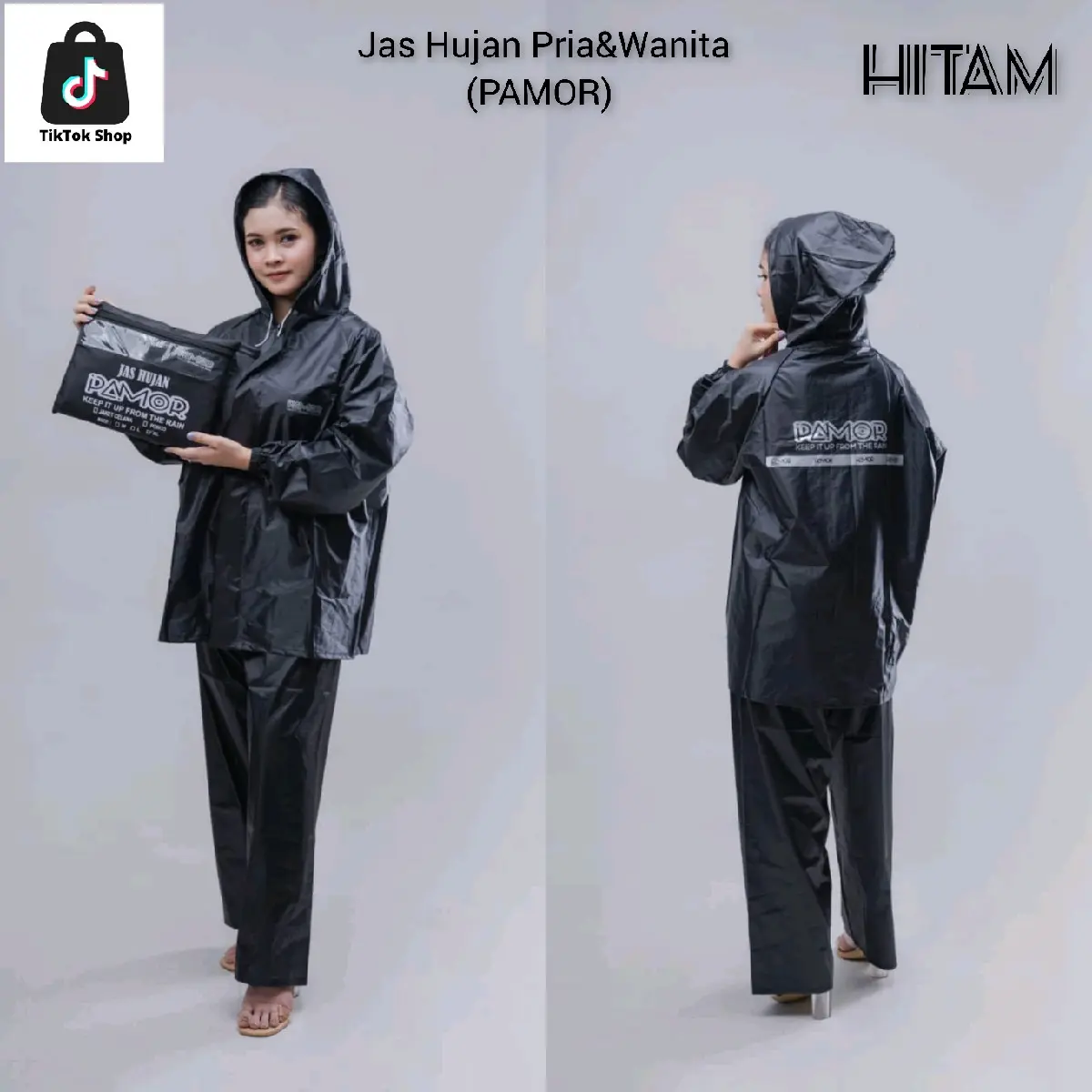 Jas Hujan Setelan Pria Wanita Dewasa Bahan Parasut Dapat digunakan kembali