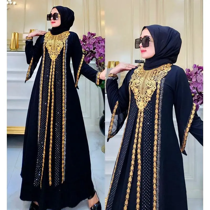 COD Gamis Abaya Arab Ratu Turkey  Jersey  Import  Premium Mix Ceruty Premium Mote Terbaru Muslim Dress Wanita Hitam Dewasa Mewah Remaja Pesta