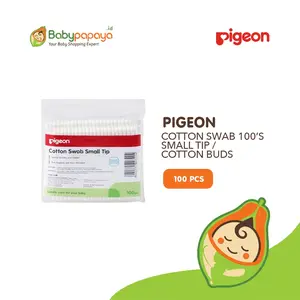 PIGEON Cotton Swab 100s Small Tip / Cotton Buds / Korek Kuping Isi 100 Pcs