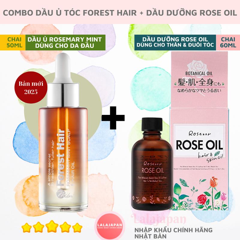 Combo Dầu Ủ Tóc Forest Hair Và Dầu Dưỡng Rose Oil