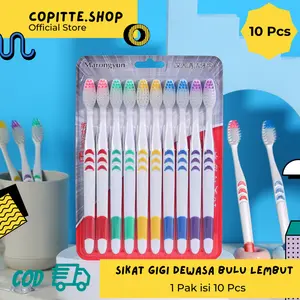 Sikat Gigi Dewasa isi 10 Pcs Bulu Lembut dan Halus Sikat Gigi Travel Murah Travel Toothbrush