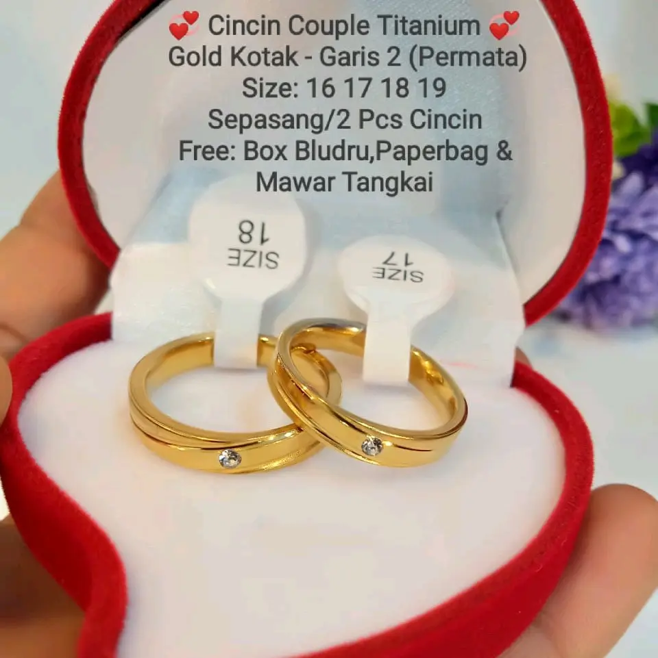 Cincin couple titanium, free box paperbag dan bunga