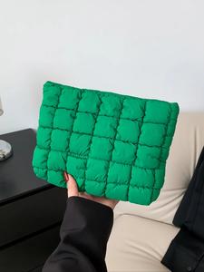 Bolsa de mano con diseño acolchado de color sólido, gran capacidad con cierre de cremallera, bolsa de almacenamiento de viaje portátil para mujeres, temporada escolar, adecuada para el traslado diario y viajes, bolsa portátil escolar