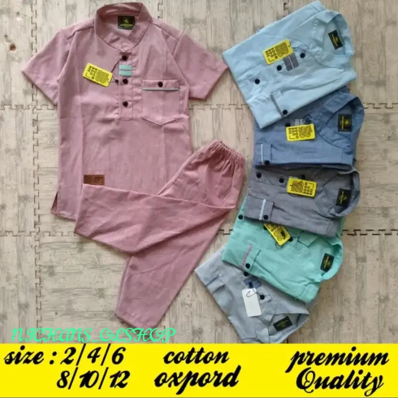 SETELAN KOKO KURTA OXPORD POLOS // SETELAN BAJU MUSLIM ANAK LAKI-LAKI TERBARU USIA 1-10 TAHUN // STELAN KOKO KURTA ANAK COWOK // BAJU KOKO ANAK 6
