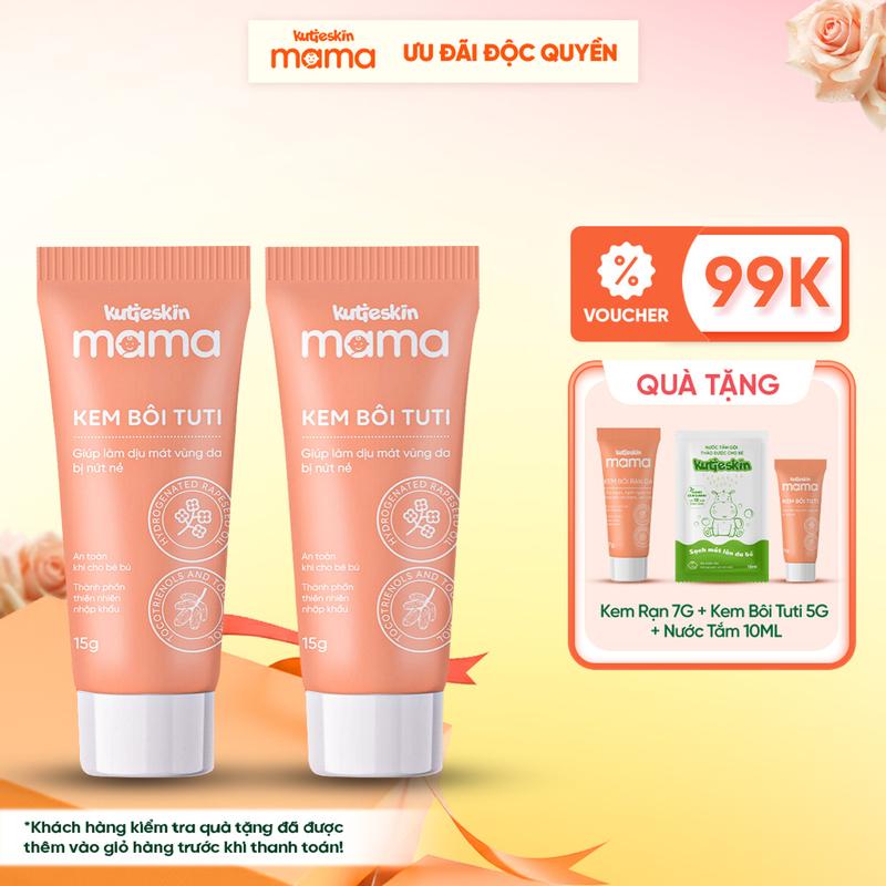 Combo 02 Kem Bôi Nứt Đầu Ti Kutieskin Mama 15g - Giúp Dưỡng Ẩm, Hỗ Trợ Giảm Nứt Đầu Ti, Nứt Cổ Gà Mẹ Sau Sinh