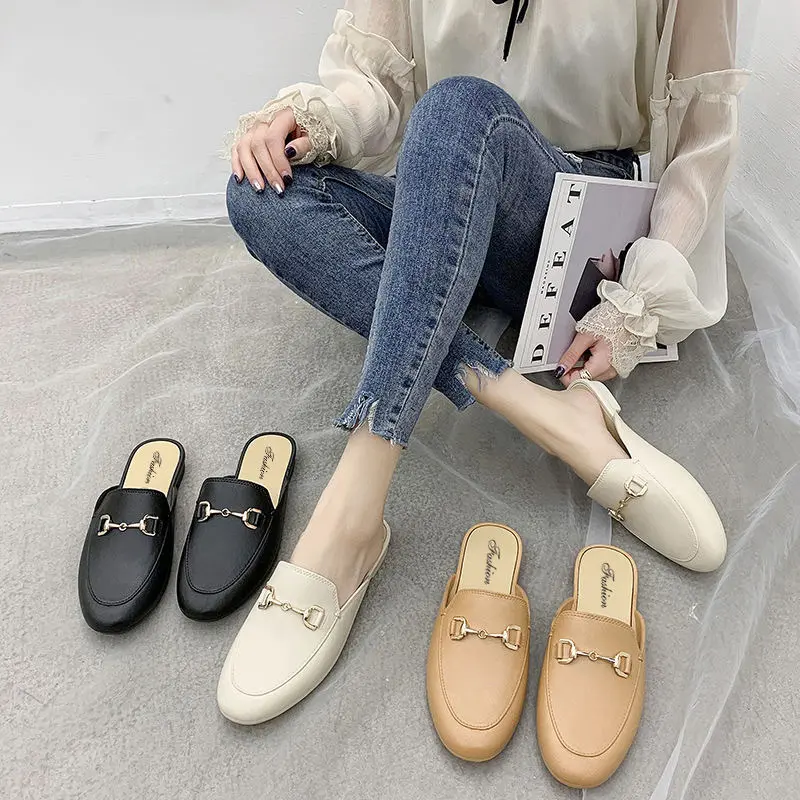 Women's Pumps Summer Slippers Women's Outdoor Casual Fashion Sandals Closed Toe Half Slippers Women Footwear Walking Shoes Girl Comfort Parent