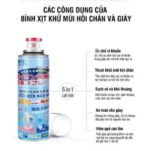 Bình xịt khử mùi hôi giày dép nano bạc lọ 260ml