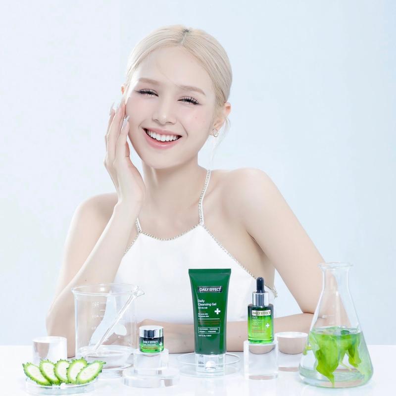 Combo 3 Sản Phẩm Làm Sạch Da, hỗ trợ tạm biệt Mụn và Dưỡng Phục Hồi Da Căng Mịn Khỏe Mạnh DAILY EFFECT (sữa rửa mặt 120ml, serum cấp ẩm & làm dịu da 30ml, kem chấm mụn 10g) Skincare Nữ 4