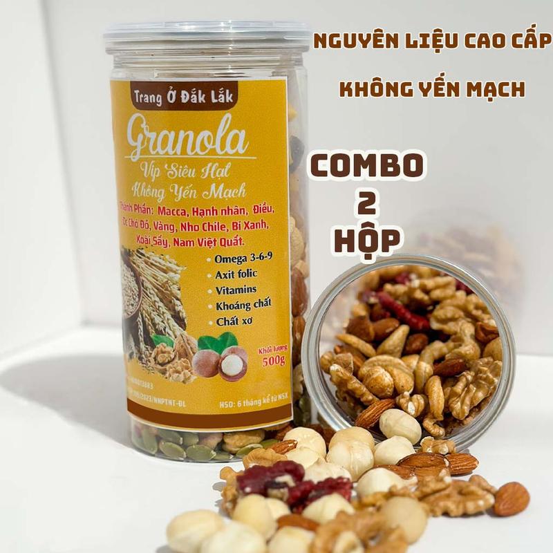 Combo 2 Hộp Granola Siêu Hạt Không Yến Mạch Food Thức Ăn Hạt Ngũ Cốc ngũ cốc & yến mạch ngũ cốc ăn sáng