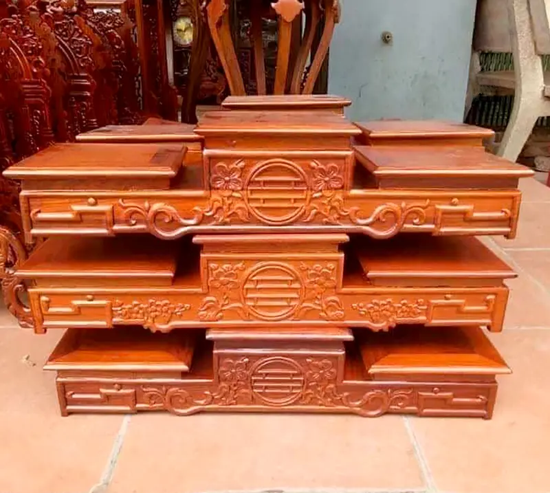 Bục tam cấp gỗ, tam sơn kê bát hương trên ban thờ, sản xuất thủ công làng nghề đồ gỗ truyền thống Liên Hà Decor Decor Phòng Trang Trí Nhà 6
