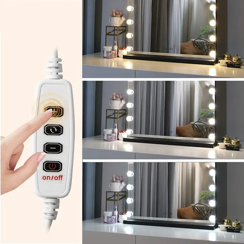Đèn Làm Mờ Ba Màu, 10 Bóng, Chạy Bằng USB, Thích Hợp Cho Bàn Trang Điểm Và Trang Điểm, Bộ Đèn, Bóng Đèn Chuyên Nghiệp, Nguồn Sáng, Thích Hợp Để Trang Điểm Led Phụ Kiện 7