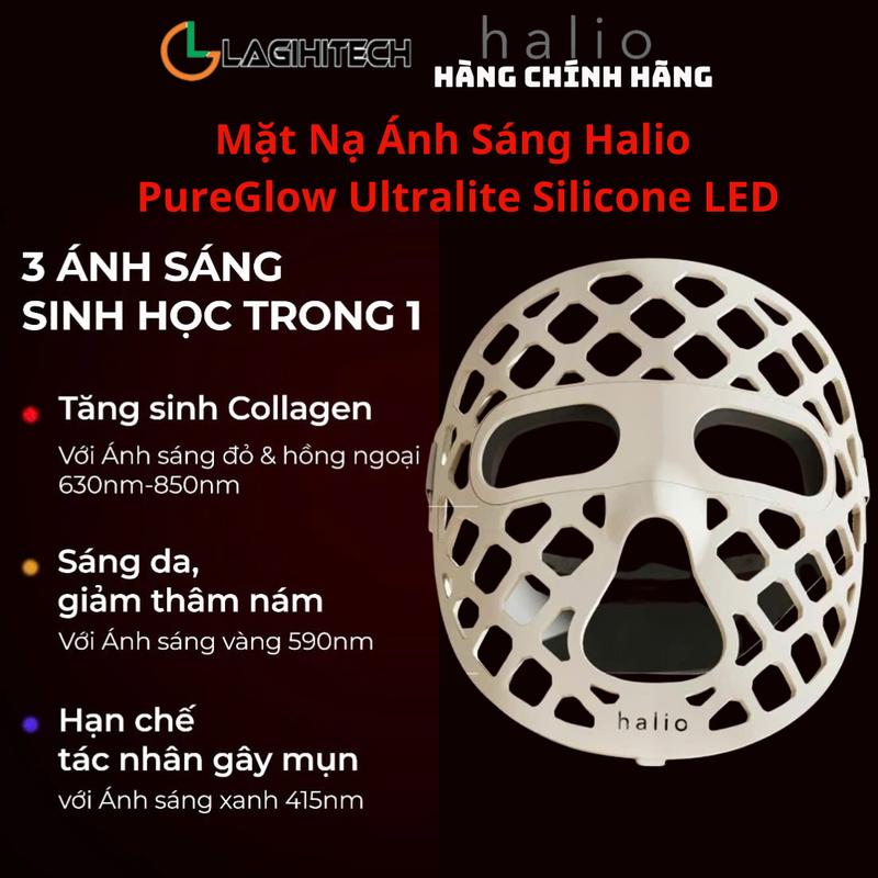 Mặt Nạ Ánh Sáng Halio PureGlow Ultralite Silicone LED Face Mask (Bảo Hành 12 Tháng) - Hàng Chính Hãng