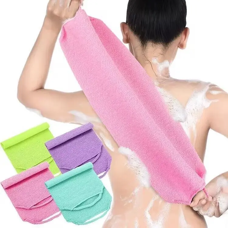 Drawstring nylon bath towel thickened strong back scrubbing pull back long strip exfoliating home bathing mud scrubbing towel