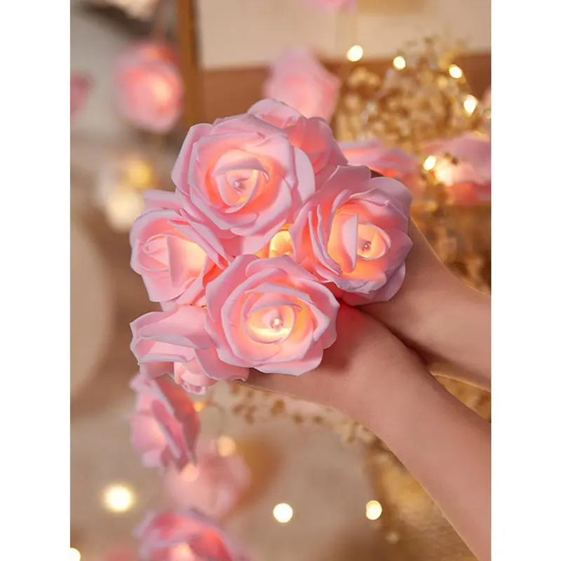 Led Rose Flower String Lights, Indoor Romantic Decoration For Proposal, Birthday, Girls' Room Decor gifts  best  friend scream  mask Ornaments Pink 3