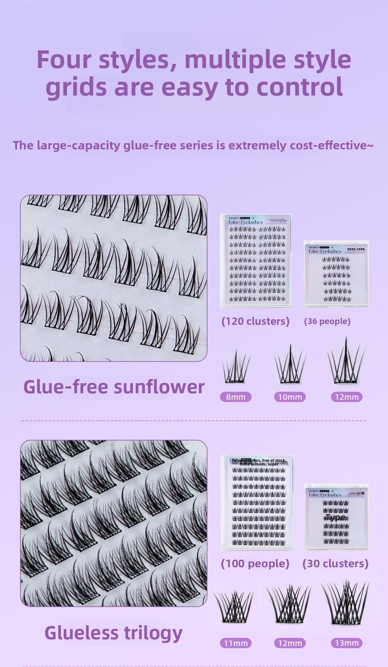 Product Introduction of Flat Glue-Free False Eyelashes Formaldehyde-Free 10 Rows SUNFLOWER Lower Eyelashes Fox False Eyelashes Female Natural Self-Adhesive 1