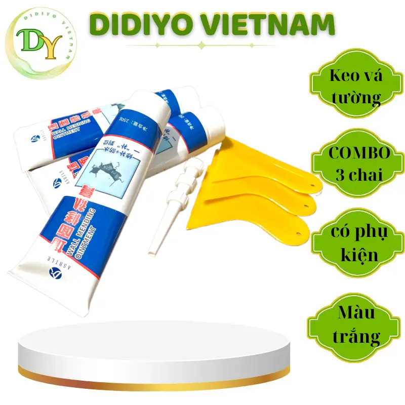 COMBO 3 chai Keo vá tường - SET 3 chai keo vá tường trắng  xử lý các vết nứt nhẹ, vết bẩn, lớp sơn bị tróc keo  silicon khuôn đổ keo  lót keo dinh danang keo  vá  tường