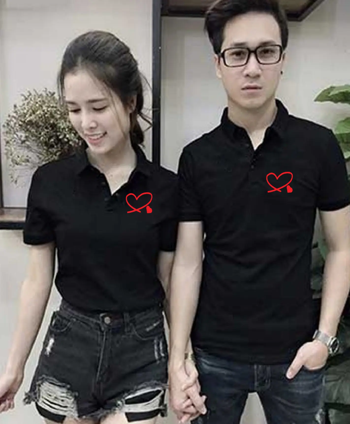 Áo polo đôi, áo cặp vải cá sấu, áo đôi cổ trụ in hình TRÁI TIM thanh lịch, đáng yêu (GIÁ 1 ÁO) chất thun 4 chiều thoáng mát thấm hút, cá tính, phong cách