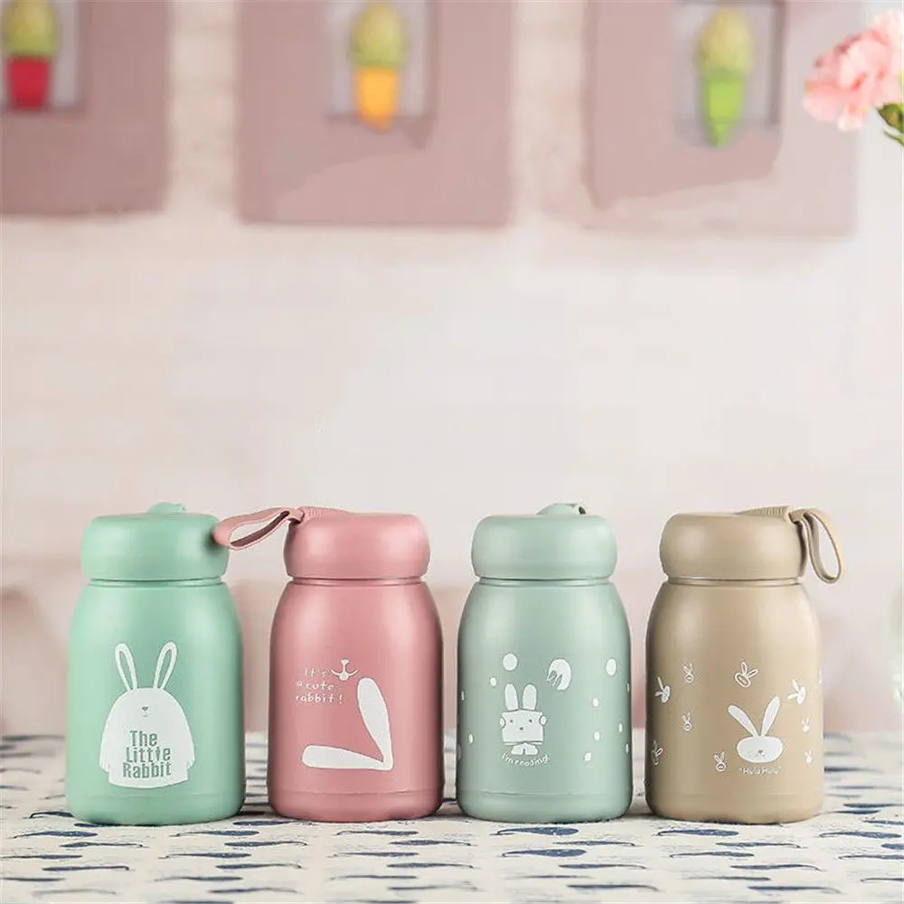 Bình Giữ Nhiệt Cho Trẻ Em, Thiết Kế Hoạt Hình Thỏ Dễ Thương, Được Làm Bằng Thủy Tinh, Có Thể Dùng Làm Cốc Nước