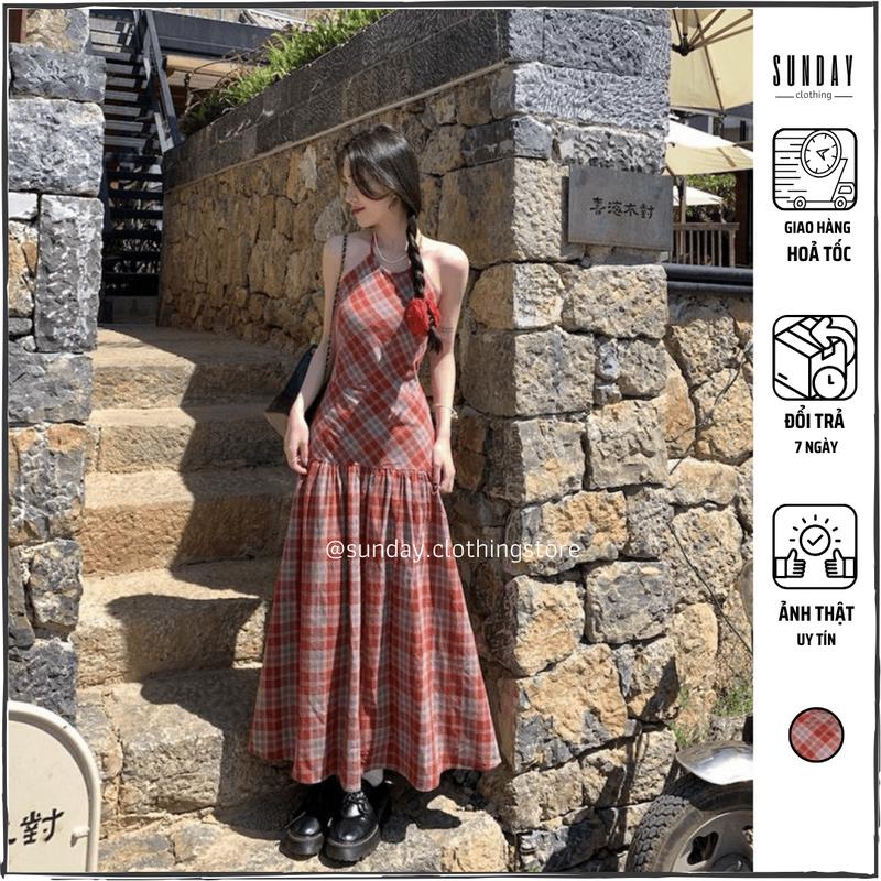 Váy Đầm Maxi Hở Lưng Đi Biển, Đầm Cổ Yếm Hở Lưng Dáng Dài Soli Dress - Sunday Clothing DAM009
