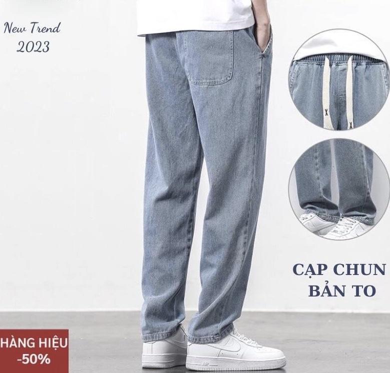 Quần jean nam cạp chun ống suông rộng , quần bò baggy nam phom xuông chất jeans mềm, dày dặn xu hướng 2023 Menswear Pants