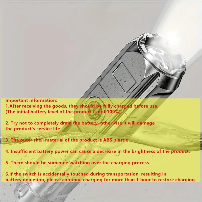 USB Rechargeable Zoomable Flashlight, Three-gear Adjustment Handheld Flashlights, LED Waterproof Flashlight For Outdoor Camping Emergency 2