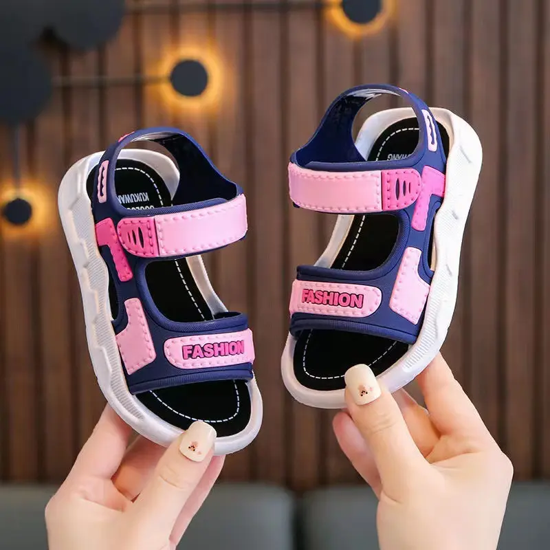 Children's Girls' Sandals New Korean Style Soft Sole Non-Slip Medium and Large Students Boys' Baby Beach Sandals