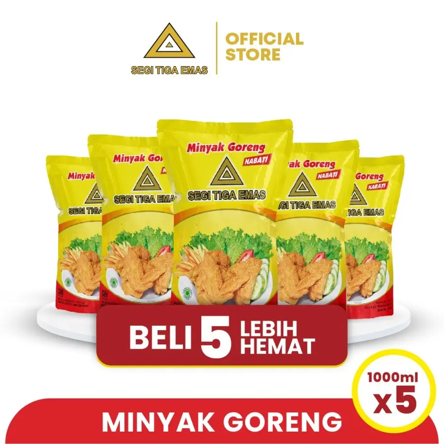 Minyak Goreng Segi Tiga Emas 1L - Multipack 5pcs