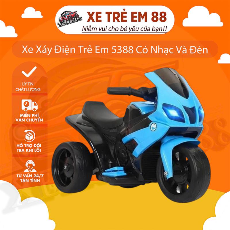 Xe Máy Điện Đồ Chơi Trẻ Em 5388 PT Elec.Tri Có Bàn Đạp Ga Trọng Tải 20kg